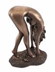 Bronzed Finish Nude Woman Bent Over Pose Statue Erotic Art