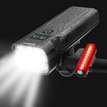 KASLIGHT Powerful USB Rechargeable Bike Light, Bright 8 LED 10000mAh Bike Lights Front and Back, Digital Display Bicycle Light 5modes-Headlight Taillight Runtime 18+Hrs for Road Mountain Cycling