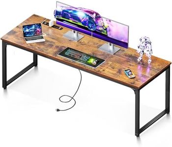 Coleshome 71 Inch Computer Desk with USB Ports, Large Office Desk, Long Study Student Writing Desk, Rustic Brown