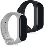 kwmobile Straps Compatible with Xiaomi Mi Band 4 Straps - 2x Replacement Silicone Watch Bands - Grey/Black