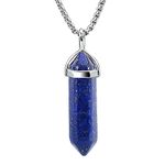 BEADNOVA Synthetic Lapis Lazuli Necklace Gemstone Crystal Necklace for Women Healing Stone pendant Jewelry for Men Pendulum Divination Hexagonal pendant (18 Inches Stainless Steel Chain)