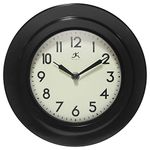 Infinity Instruments Retro Escape Plastic 9.75" Indoor Wall Clock with Silent Movement, Black