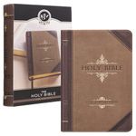 Brown Two-tone Quarter-bound Faux Leather Giant Print King James Version Bible