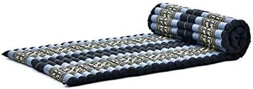 Leewadee - Foldable Floor Mattress - Japanese Roll Up Futon -Trifold Tatami Mat- Guest Floor Bed - Camping Mattress - Thai Massage Mat, Kapok Filled, 190 x 70 cm, Blue