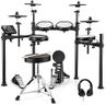 Donner DED-200 Electronic Drum Set, Electric Drum Kit with Quiet Mesh Drum Pads, 2 Cymbals w/Choke, 31 Kits and 450+ Sounds, Throne, Headphones, Sticks, USB MIDI, Melodics Lessons (5 Pads, 4 Cymbals)