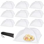 Mevers 10Pack Mesh Food Covers for Outside Outdoors Pop-Up Umbrella Screen Food Tent Bulk, Large (17"x17") Collapsible Reusable Picnic Table Fruit Nets for Camping, BBQs, Home and Party