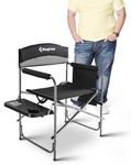 KingCamp Oversized Directors Camping Chairs for Adults, Up to 180 kg (400 lbs) Heavy Duty Folding Directors Chair, Portable Outdoor Camping Chair with Side Table & Pockets, Padded Armrests, Grey