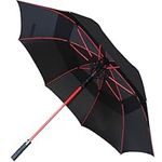 COLLAR AND CUFFS LONDON - 60mph XL Windproof Extra Strong - StormFighter Golf Umbrella - Vented Canopy - Reinforced Fiberglass Frame - For 1 or 2 People - Auto - Non Slip Handle - Black - Mens Womens