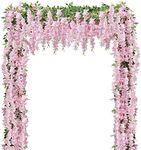 U'Artlines 10Pcs 7.2 Ft/Piece Artificial Wisteria Garland Silk Fake Pink Wisteria Flowers Hanging Greenery Vines Garlands Rattan for Home Garden Wedding Arch Party Indoor Outdoor Décor