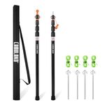 Tent Poles, CAMULAND 2 PCS Heavy Duty Tarp Poles Canopy Poles Aluminum Tent Poles with Non-Slip Cone Bottom, Adjustable Telescoping Tarp Poles (Upgrade)