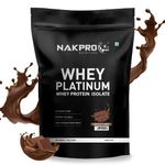 NAKPRO Platinum Whey Protein Isolate 1kg Chocolate | 28g Protein, 6.4g BCAA | Trustified Certified 100% Authentic Supplement Powder & No Adulteration | Low Carbs, Fast Absorbing Whey Protein Powder