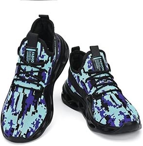 Nihaoya Sneakers for Men Non Slip Running Shoes Athletic Casual Blade Type Shoe Men's Fashion Breathable Walking Sneaker, Dazzling Blue, 9.5