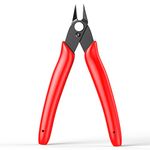 BOENFU Cable Tie Flush Cutter Small Wire Cutters 5 Inch Precision Wire Clippers Hobby Snips Side Cutting Pliers for Jewelry Making, Electronics, Red