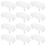 LYAFS 12 Pack Rectangle Tablecloth,60 x 102 inch White Tablecloth Polyester Table Cloth for 6 Ft Rectangle Tables, Washable Fabric Table Covers for Wedding,Restaurant,Party,Banquet