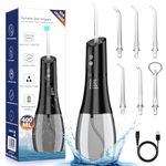 Water Flosser for Teeth Oral Irrigator: Water Dental Picks for Teeth Cleaning 400ML Tank 6 Jet Tips 5 Modes,Rechargeable Cordless Water Flossers IPX7 Waterproof Portable Water Flosser for Home& Travel