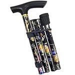 VIROSA Black Floral Walking Stick, Lightweight Foldable, Extendable Adjustable Walking Cane | Flexible and Durable | Walking Aid Mobility Aid | Collapsible Walking Stick