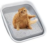 Maohegou Large Cat Litter Box for Kittens to Senior Cat, Elderly and Fat Cat,Elderly cat Mobility Issues,Foldable Travel Litter Box with Scoop (Grey)