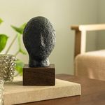 Ellementry Calm Face Ecomix Sculpture (Black) | Home Decor Showpiece Any Occasion Gifts | Living Room, Bedroom & Table Top Decoration Accessories | Decorative Gifting Item For Any Occasion, 3.94 Inch