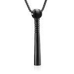 Oinsi Baseball Bat Stainless Steel Cremation Jewelry For Ashes For Women Men Sport Keepsake Memorial Urn Pendant Necklace, Metal, No Gemstone