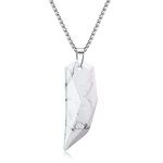 COAI Wolf Tooth Howlite Stone Pendant Necklace for Men Women