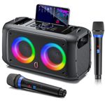 JYX Karaoke Machine with 2 Wireless Microphones,Portable Bluetooth Speaker for Adults & Kids,PA System Singing Karaoke Speaker with LED Lights,Supports TF Card/USB, AUX in,TWS for Party