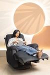 SOLIS ROYALE- THE DESIRED COMFORT Fabric Recliner 1 Seater Sofa Chair | Hush Puffy Rocking & Revolving Motorized Recliner Sofa USB for Head Support and Leg Relaxation (2 Year Warranty, Dark Grey)