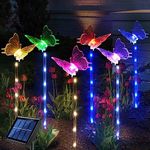 Abkshine Set of 6 Butterfly Solar Garden Lights, Outdoor Waterproof Color Changing Solar Decorative Lights for Garden Yard Decor Halloween Christmas Decorations, Unique Gardening Gifts for Mom Women