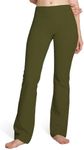 Houmous S-XXXL 29''31''33''35'' Inseam Women's Cotton Bootcut Pants Inner Pocket(Tall-35 Inseam-Green, Medium)