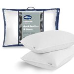 Silentnight Feather and Down Pillows 2 Pack - Luxury Hotel Quality Duck Feather Pillows with Breathable Cotton Cover and Anti-Bacterial - Machine Washable