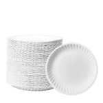 Comfy Package [300 Count] 6 Inch Disposable White Uncoated Plates, Decorative Paper Plates