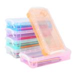 6 pcs Pencil Box, Stackable Clear Pencil Storage with Snap Tight Lid, 6 Colours Pen Storage, 22x10x4 cm Stationery Box for Stationery Watercolour Pencils Brush Crayons Drawing Tools