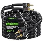 GearIT 10 AWG Speaker Wire with Banana Plugs (1 Pack, 35 Feet), 10Ga Banana Wire for Bi-Wire Bi-Amp HiFi Surround Sound, OFC, CL2 in Wall Rated - Black, 35 Ft