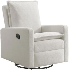 Oxford Baby Uptown Upholstered Swivel Glider and Recliner Nursery Chair, Boucle White