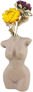 Body Vase Female Form for Boho Bathroom Decor, Boho Flowers, Boho vase for Minimalist Decor, Small vase for Eclectic Decor, Vanity Decor, Beige vase, Body Shaped Vase (Regular, Sandy-Grey)