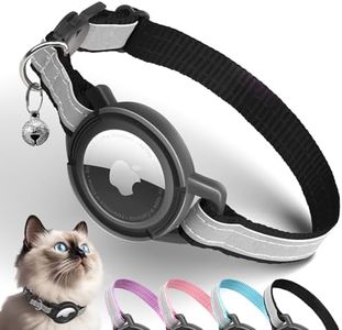 Airtag Cat Collar Breakaway, Odokele Reflective Cat Collars with Apple Air Tag Holder for Kitten, Cat GPS Tracker Adjustable Collars with Safety Quick Release Buckle for Kitties and Puppies - Black