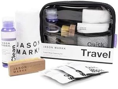 Jason Markk Reise Schuhreinigungsset - 2oz/59ml Premium Schuhreiniger, Mini Premiumbürste, 23cmx23cm Mikrofasertuch und 3 Quick Wipe Tücher - Reinigt und pflegt Schuhe effektiv - Ripstop Nylon Etui