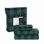 100% Cotton Flannel Sheets Set - Queen Size Flannel Sheets, 4-Piece Luxury Bedding Sets, Lightweight, Brushed for Extra Softness, Warm and Cozy, 16" Deep Pocket - Buffalo Check Green
