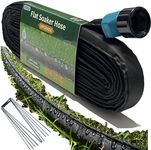 Secbulk 2024 Flat Soaker Hose 25 ft with Stakes for Garden, 25ft Linkable Drip Hose Diy Automates Garden Irrigation System Saving 80% Water, Dual-layer Leak-free Design Water Hose with Holes