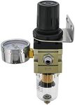 Master Airbrush Heavy Duty Premium - True Diaphragm Mini Regulator with Gauge and Water Trap Filter, Fits Airbrush Compressors