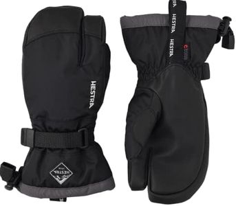 Hestra Gauntlet CZone Junior Glove - Waterproof, Insulated 3-Finger Snow Glove for Winter, Skiing, Playing in The Snow for Kids and Youth - Black/Graphite - 6