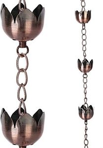 Topadorn Rain Chains 72" Metal Decorative Lotus Rain Chain Bell