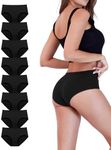 TIICHOO Underwear Women Packs Black Cotton Hipster Womens Underwear Pack of 8(8 Black, XX-Large)