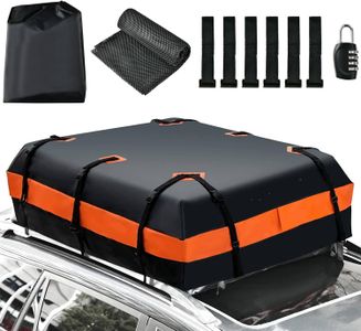 COSTWAY Car Roof Bag, 100% Waterproof Cargo Carrier – 15 Cubic Ft, Black/Orange