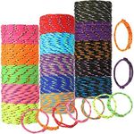 300 Pcs Neon Friendship Bracelets Bulk for Kids Jelly Bracelets 80's Party Favors Gift Adjustable Paracord Bracelets Rope Woven Neon Christmas Goody Bag Stuffers Girls Boy Favors, 15 Colors (Classic)