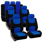 FH Group Flat Cloth Full Set Car Seat Covers Three Row 7 Passenger Set - Universal Fit for Cars, Trucks & SUVs (Blue) FB050217