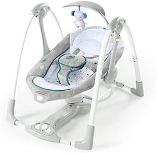 Ingenuity ConvertMe 2-in-1 Compact Portable Automatic Baby Swing & Infant Seat, Battery-Powered Vibrations, Nature Sounds, 0-9 Months 6-20 lbs (Nash)