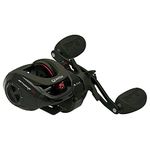 Quantum Smoke Baitcast Fishing Reel, Size 100 Reel, Left-Hand Retrieve, Large EVA Handle Knobs and Continuous Anti-Reverse Clutch, 10+1 Bearings, 8.1:1 Gear Ratio, Black