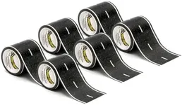 PlayTape Road Tape for Toy Cars - Sticks to Flat Surfaces; No Residue; 6-Pack of 30 ft. x 2 in. Asphalt Road