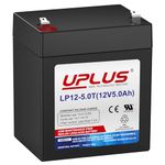 Uplus 12V 5Ah Rechargeable Sealed Lead Acid Battery LP12-5.0T, Replaces Home Alarm Battery Compatible with F1 Terminal for Garage Doors, Security Systems, Burglar Alarms