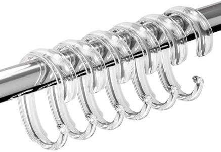 Resze C-Shape Clear Shower Curtain Hooks for Shower Curtain, 12PCS Plastic Smooth Sliding Anti-Drop Shower Curtain Rings, Rust Resistant Decorative Shower Curtain Hooks for Bathroom,Kitchen,Bedroom